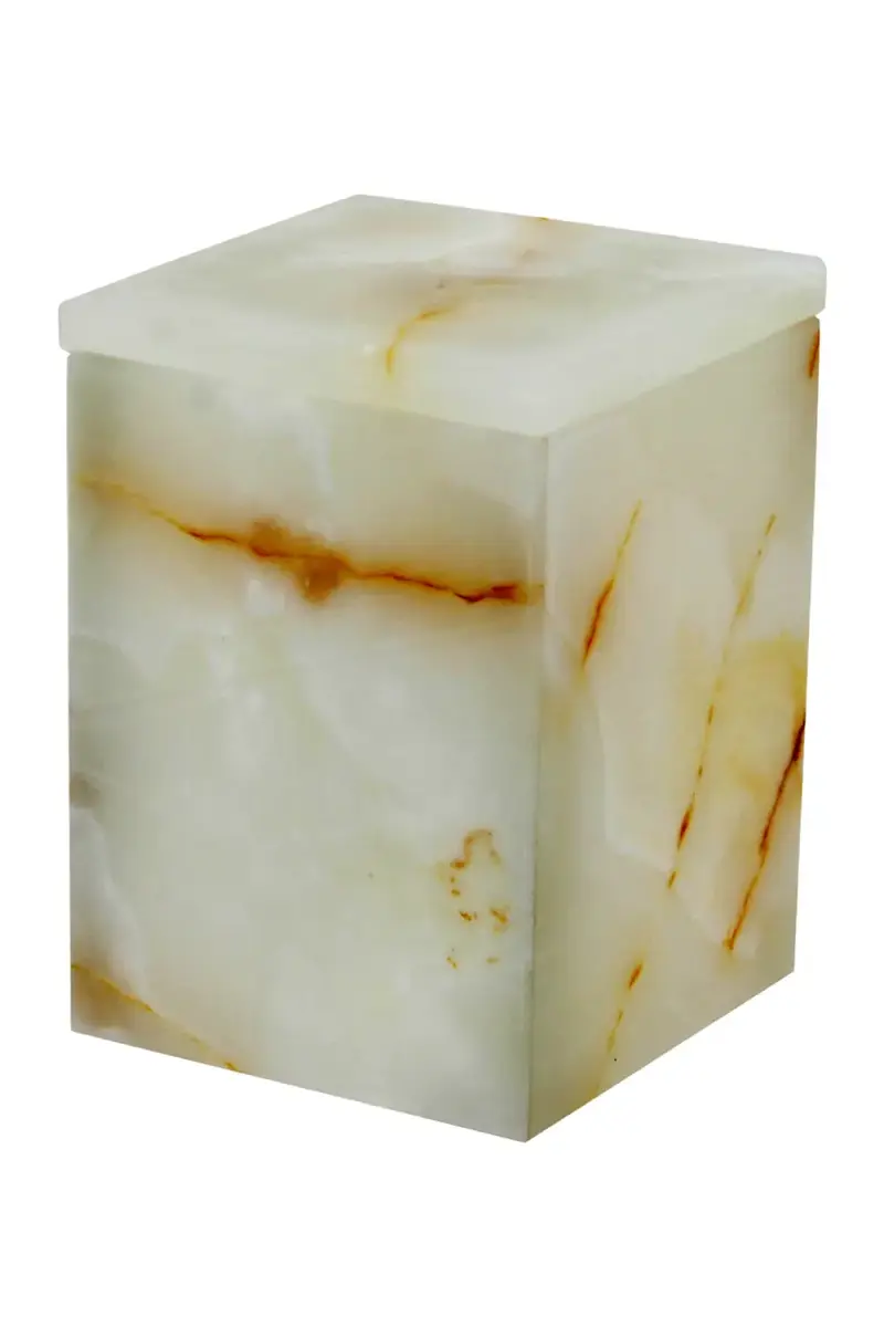Marble Crafter Myrtus Collection Light Green Onyx Square Canister | Thumbnail 2