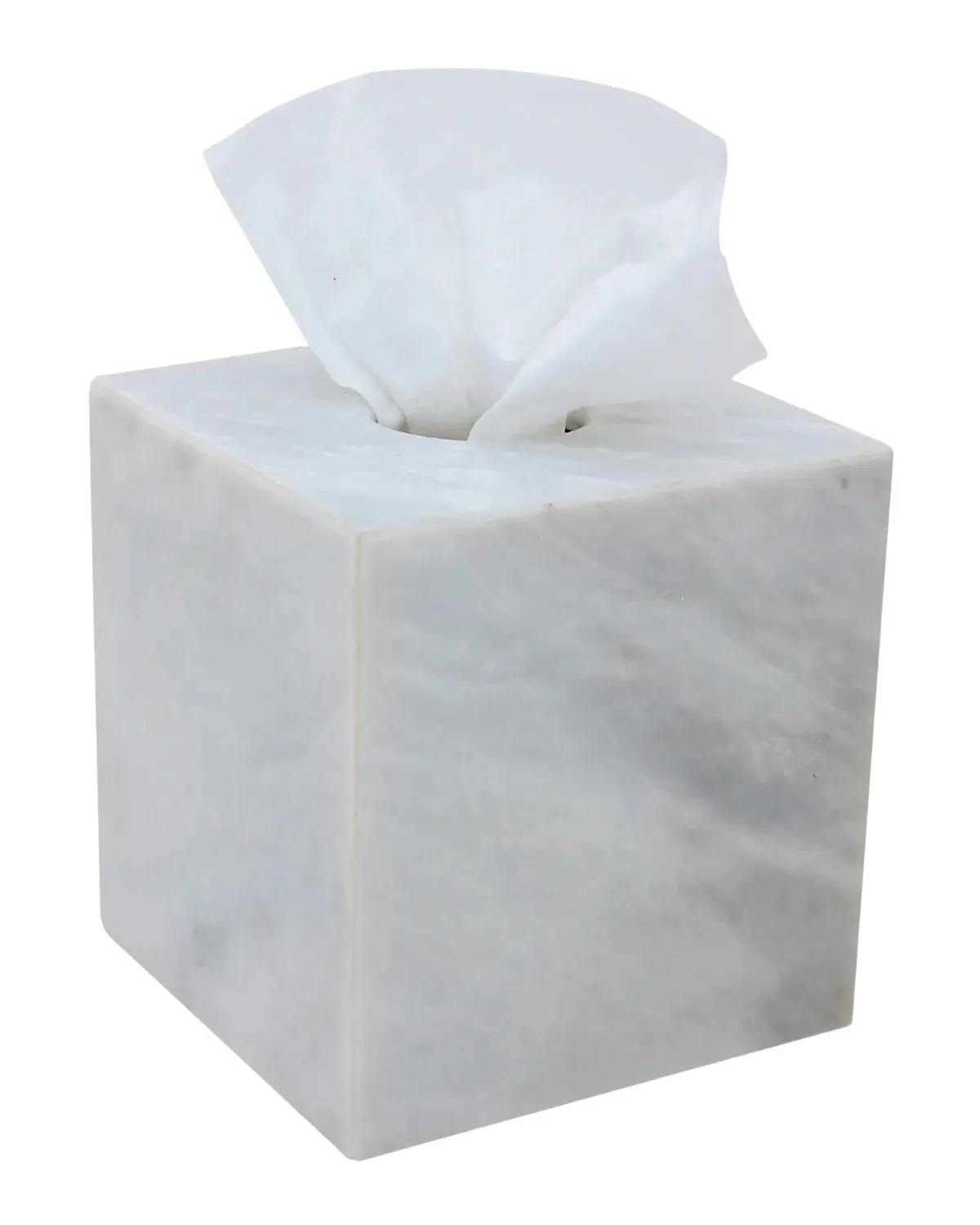 Marble Crafter Eris Collection Pearl White Marble Tissue Box Holder