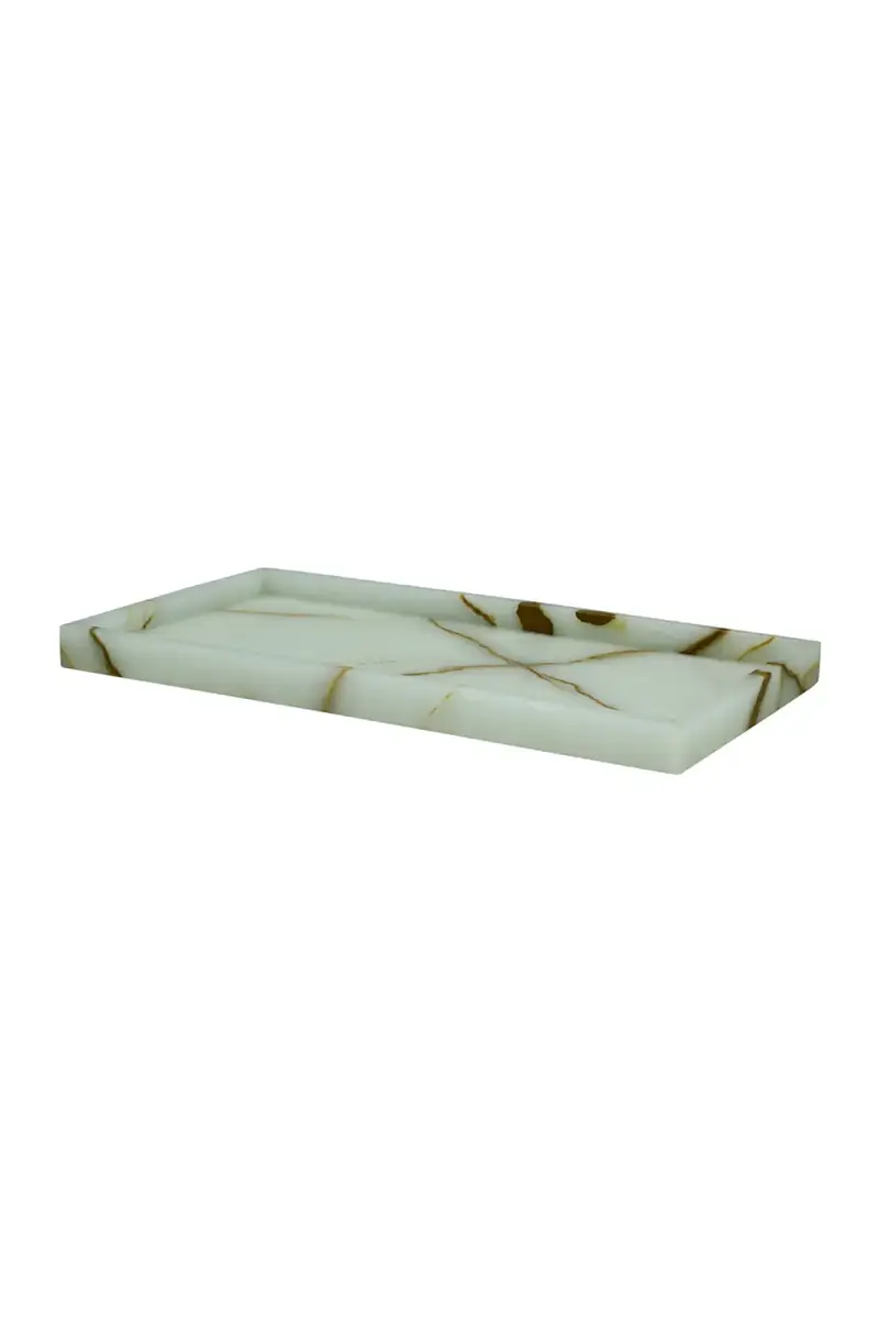 Marble Crafter Eris Collection Light Green Onyx Large Vanity Tray | Thumbnail 2 Marble Crafter Eris Collection Light Green Onyx Large Vanity Tray | Thumbnail 2