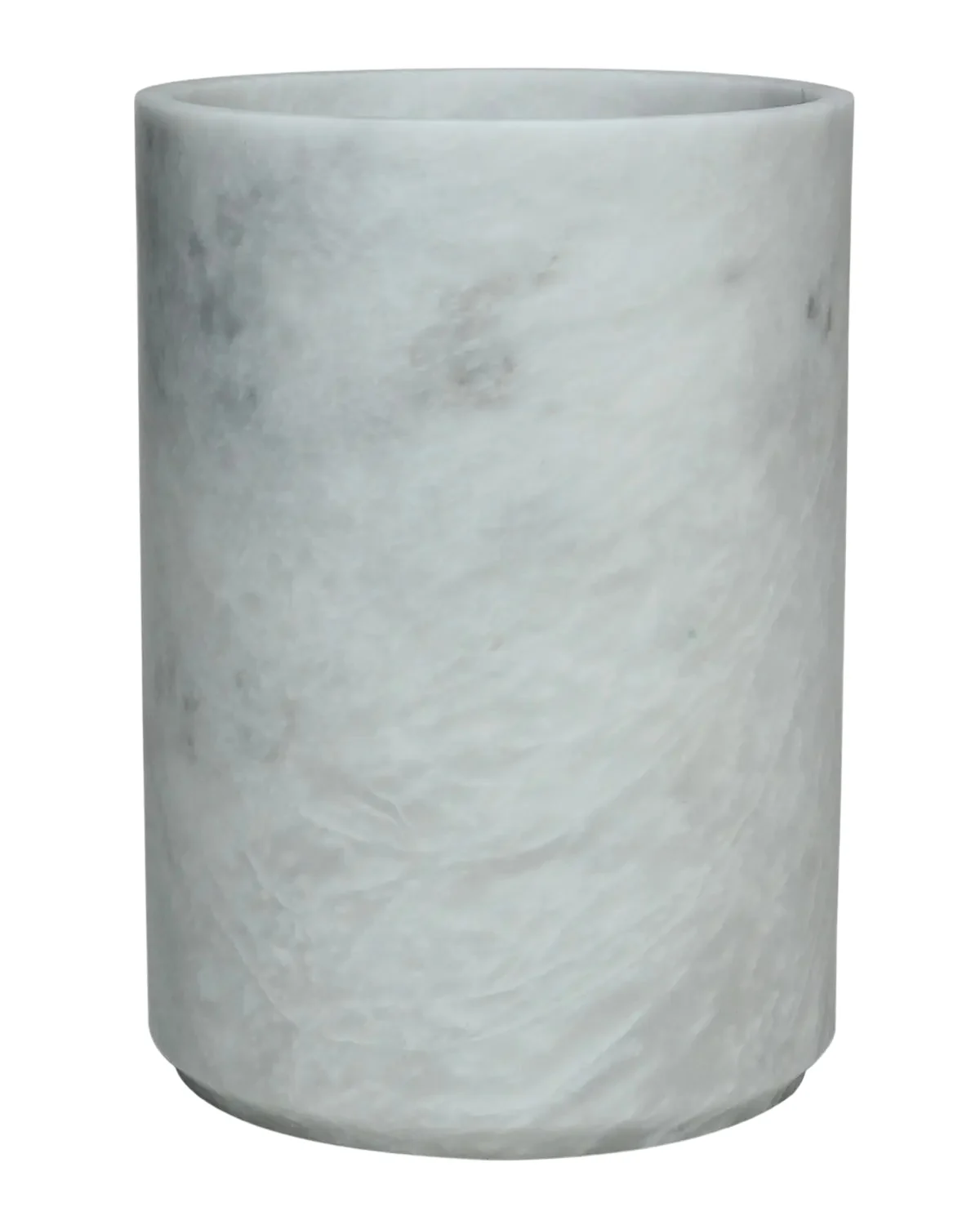 Marble Crafter Eris Collection Pearl White Marble Round Wastebasket w/ Liner