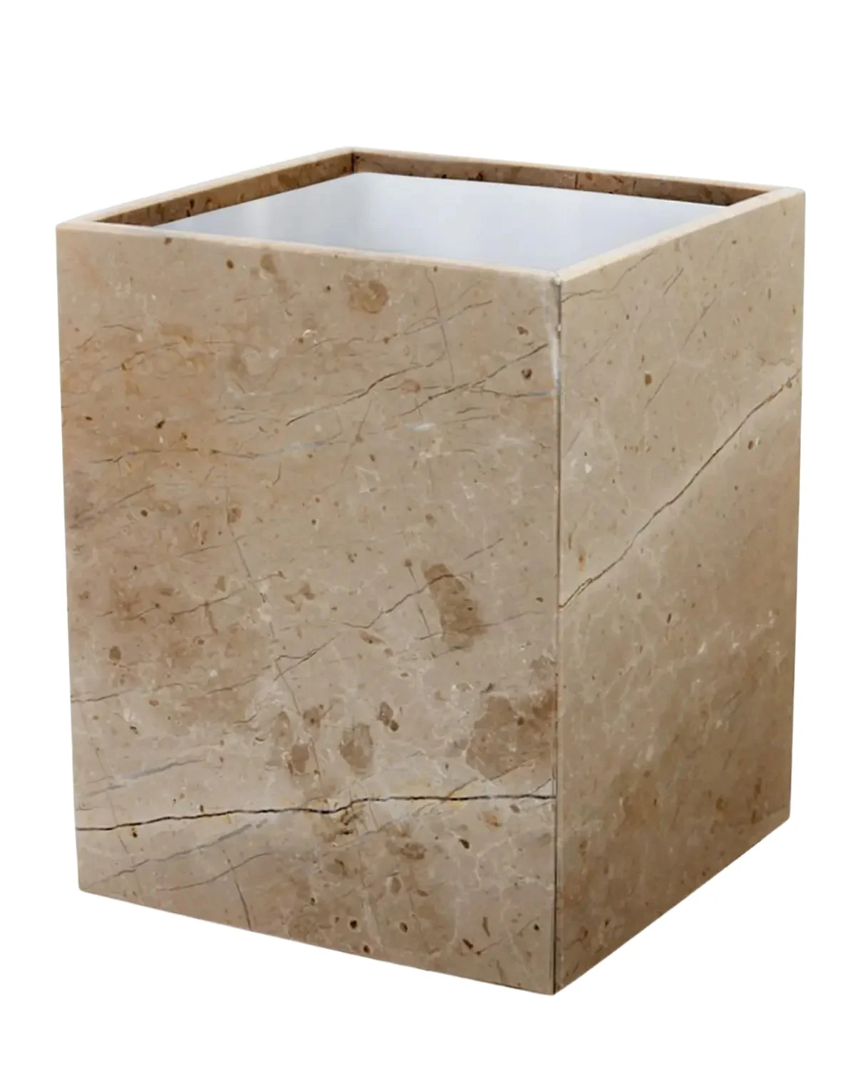 Marble Crafter Myrtus Polished Marble Square Waste Bin with Liner