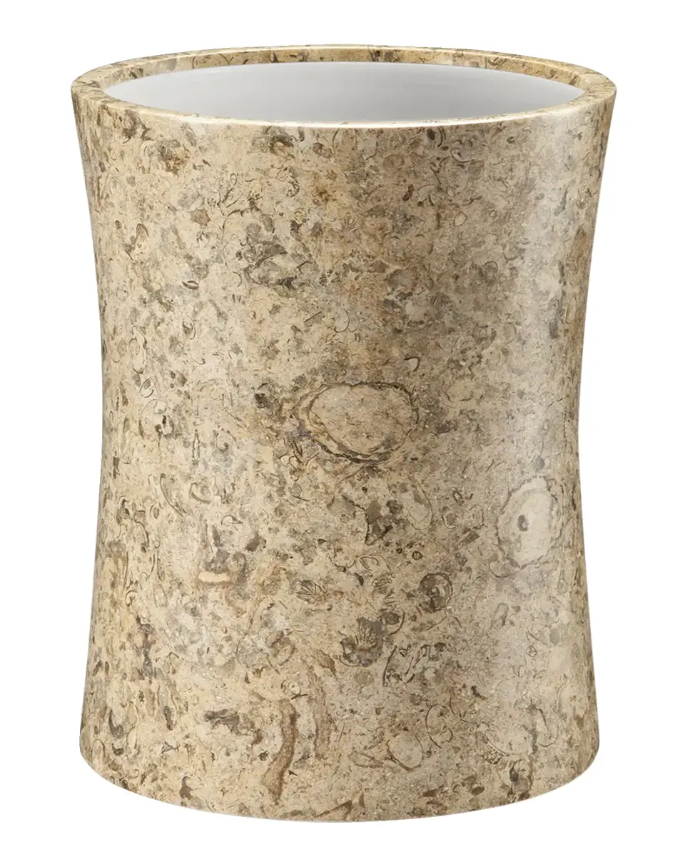 Marble Crafter Fossil Stone Waste Bin with Liner | Thumbnail 2 Marble Crafter Fossil Stone Waste Bin with Liner | Thumbnail 2