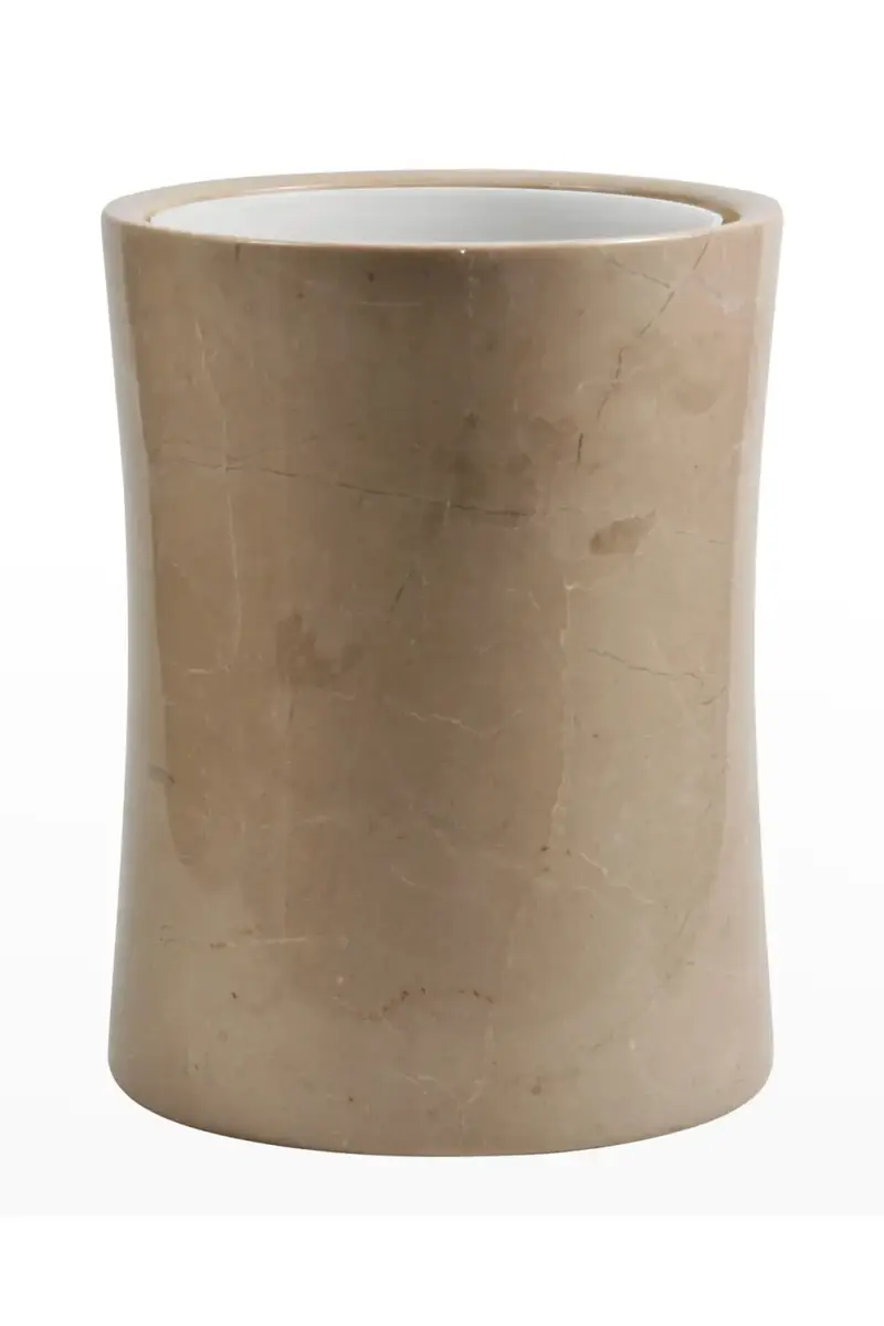 Marble Crafter Myrtus Verona Beige Marble Waste Bin w/ Liner | Thumbnail 2 Marble Crafter Myrtus Verona Beige Marble Waste Bin w/ Liner | Thumbnail 2