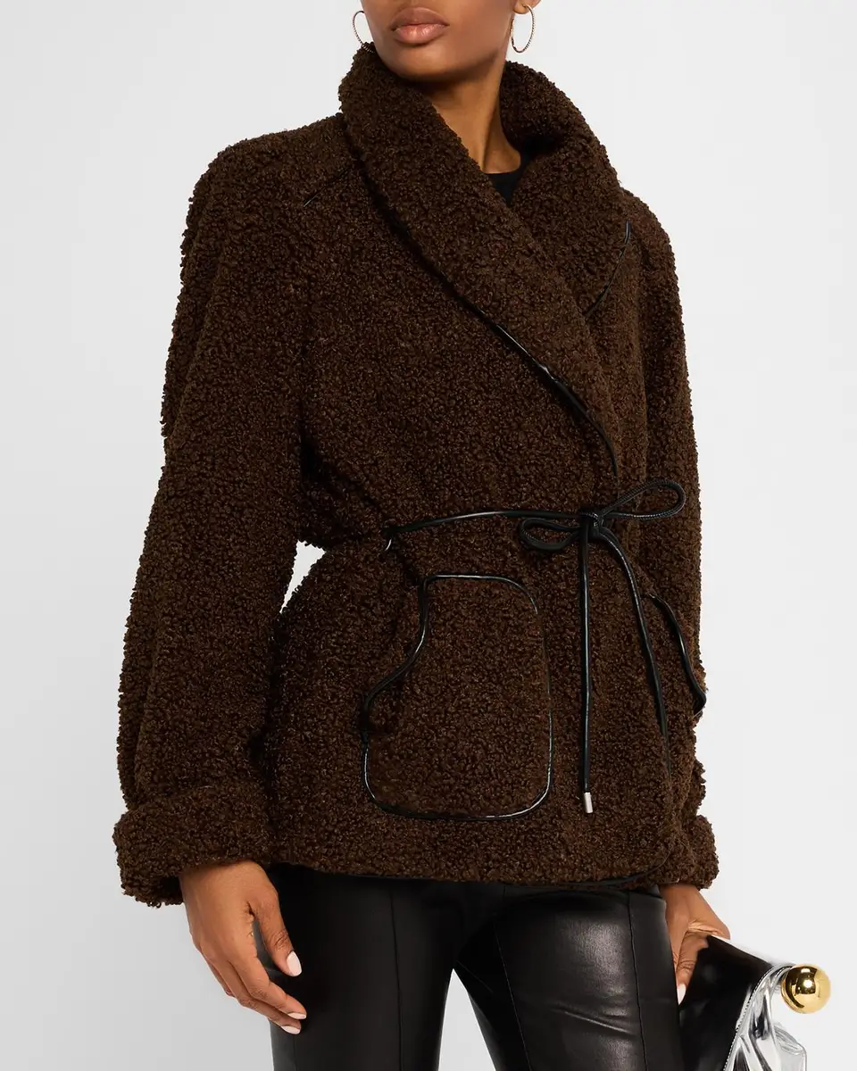 Simkhai Kimia Faux Fur Tie Waist Jacket | Thumbnail 4 Simkhai Kimia Faux Fur Tie Waist Jacket | Thumbnail 4