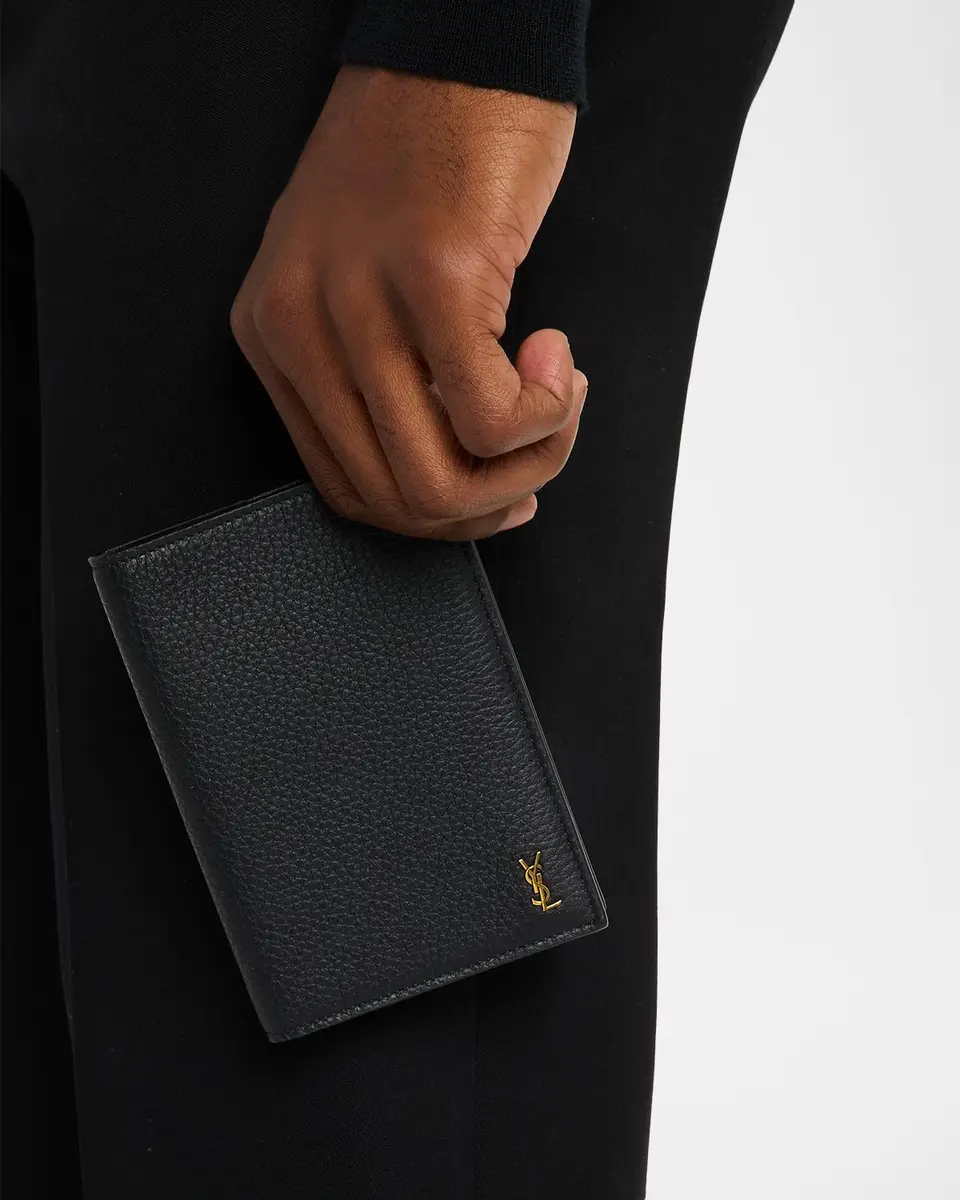 Saint Laurent Men's Tiny Cassandre YSL Passport Case in Grained Leather | Thumbnail 2 Saint Laurent Men's Tiny Cassandre YSL Passport Case in Grained Leather | Thumbnail 2
