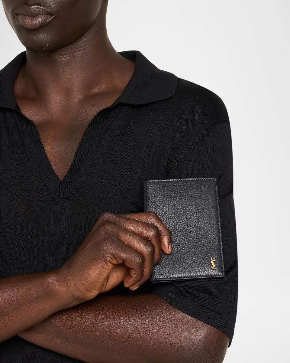 Saint Laurent Men's Tiny Cassandre YSL Passport Case in Grained Leather | Thumbnail 2 Saint Laurent Men's Tiny Cassandre YSL Passport Case in Grained Leather | Thumbnail 2