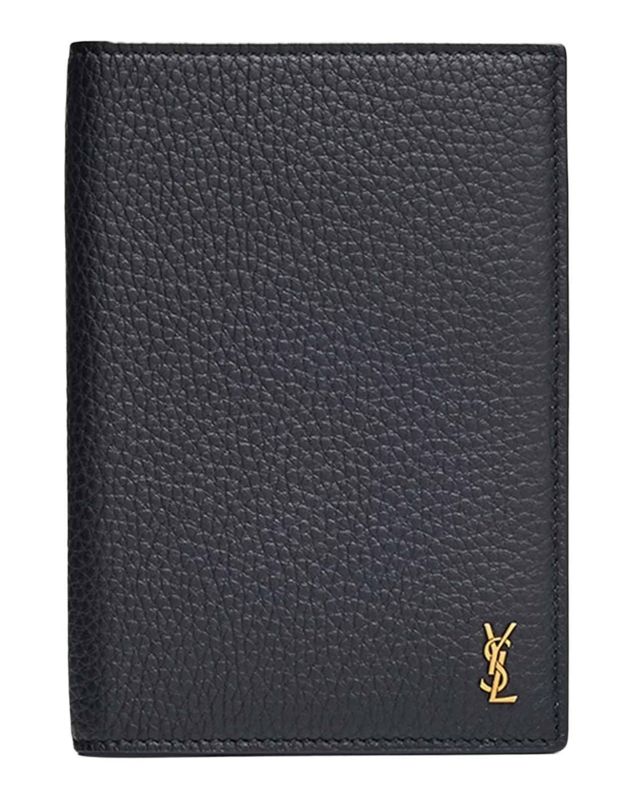 Saint Laurent Men's Tiny Cassandre YSL Passport Case in Grained Leather