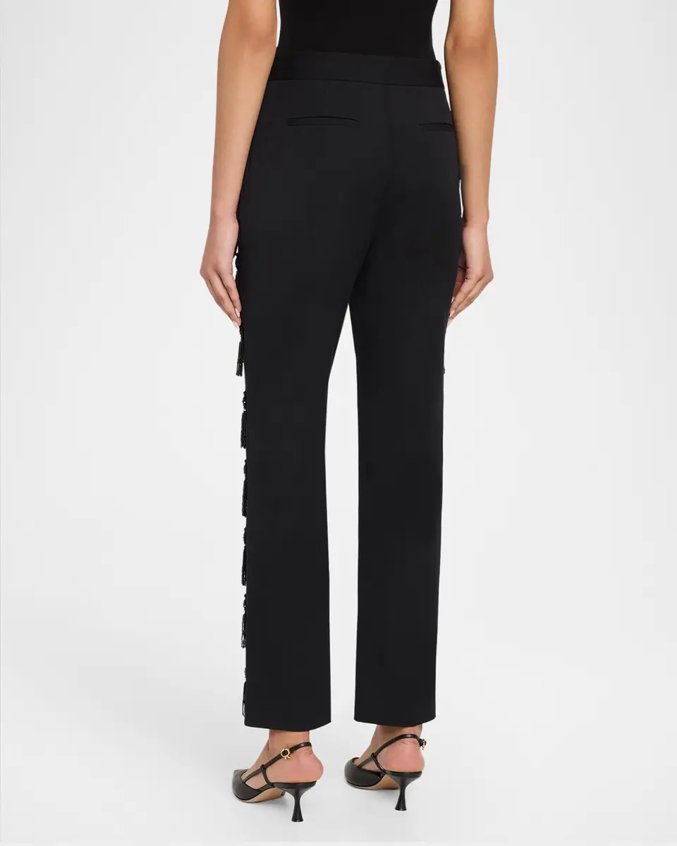 Lela Rose Tassel Embroidered Straight-Leg Ankle Trousers | Thumbnail 3 Lela Rose Tassel Embroidered Straight-Leg Ankle Trousers | Thumbnail 3