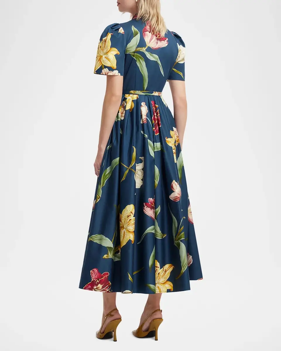 LEO LIN Bianca Pleated Floral-Print Midi Shirtdress | Thumbnail 3 LEO LIN Bianca Pleated Floral-Print Midi Shirtdress | Thumbnail 3