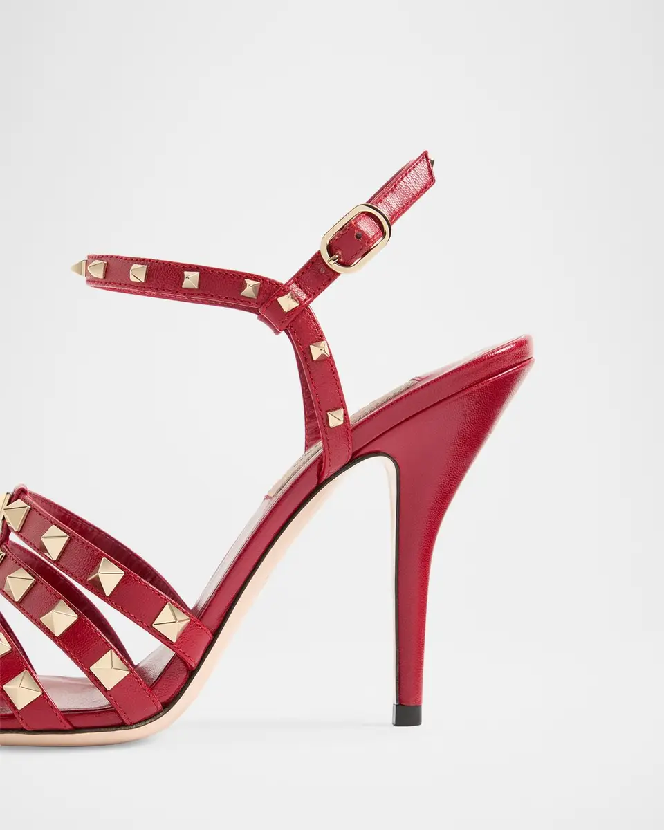 Valentino Garavani 100mm Rockstud Leather Ankle-Strap Sandals | Thumbnail 3 Valentino Garavani 100mm Rockstud Leather Ankle-Strap Sandals | Thumbnail 3