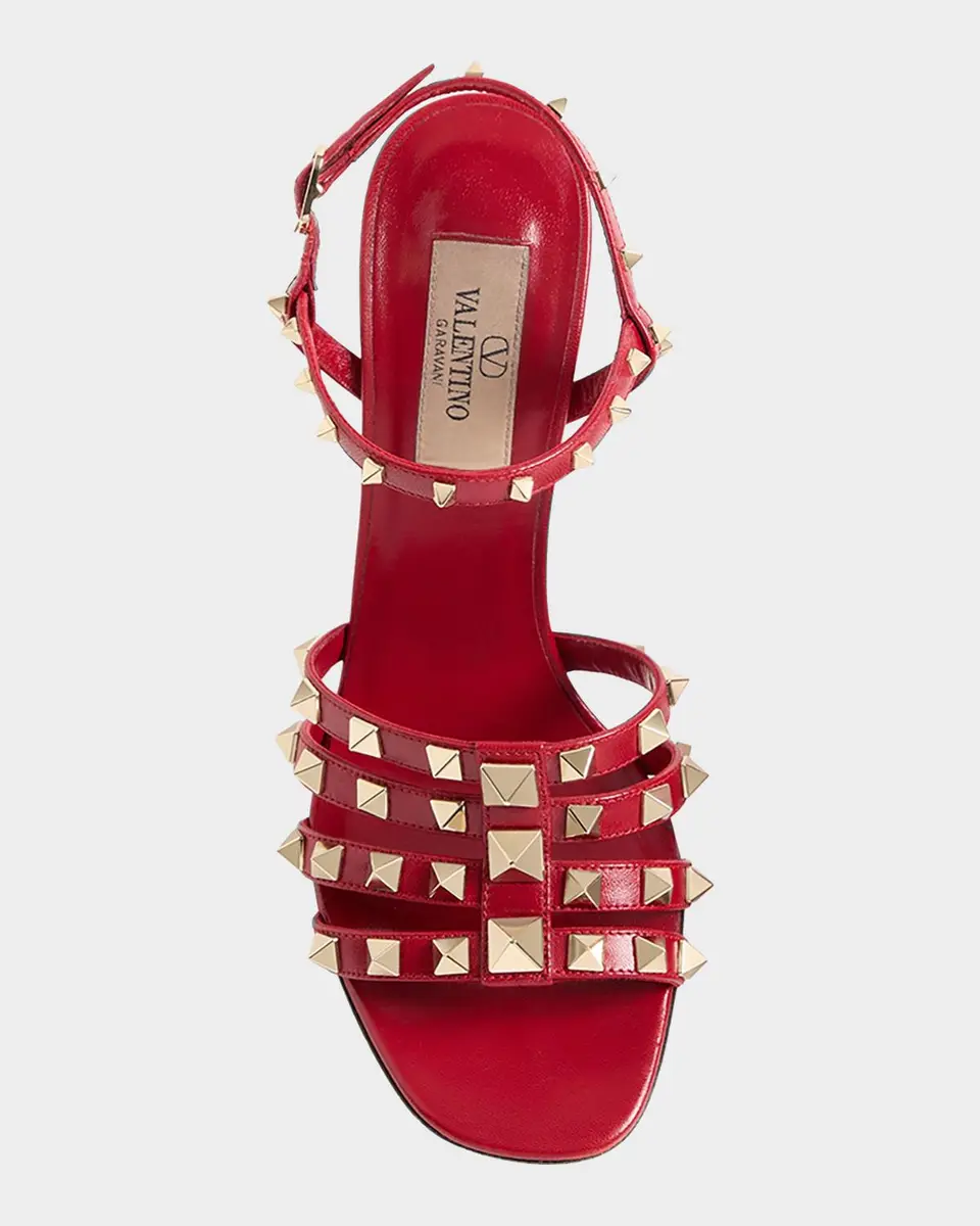 Valentino Garavani 100mm Rockstud Leather Ankle-Strap Sandals | Thumbnail 4 Valentino Garavani 100mm Rockstud Leather Ankle-Strap Sandals | Thumbnail 4