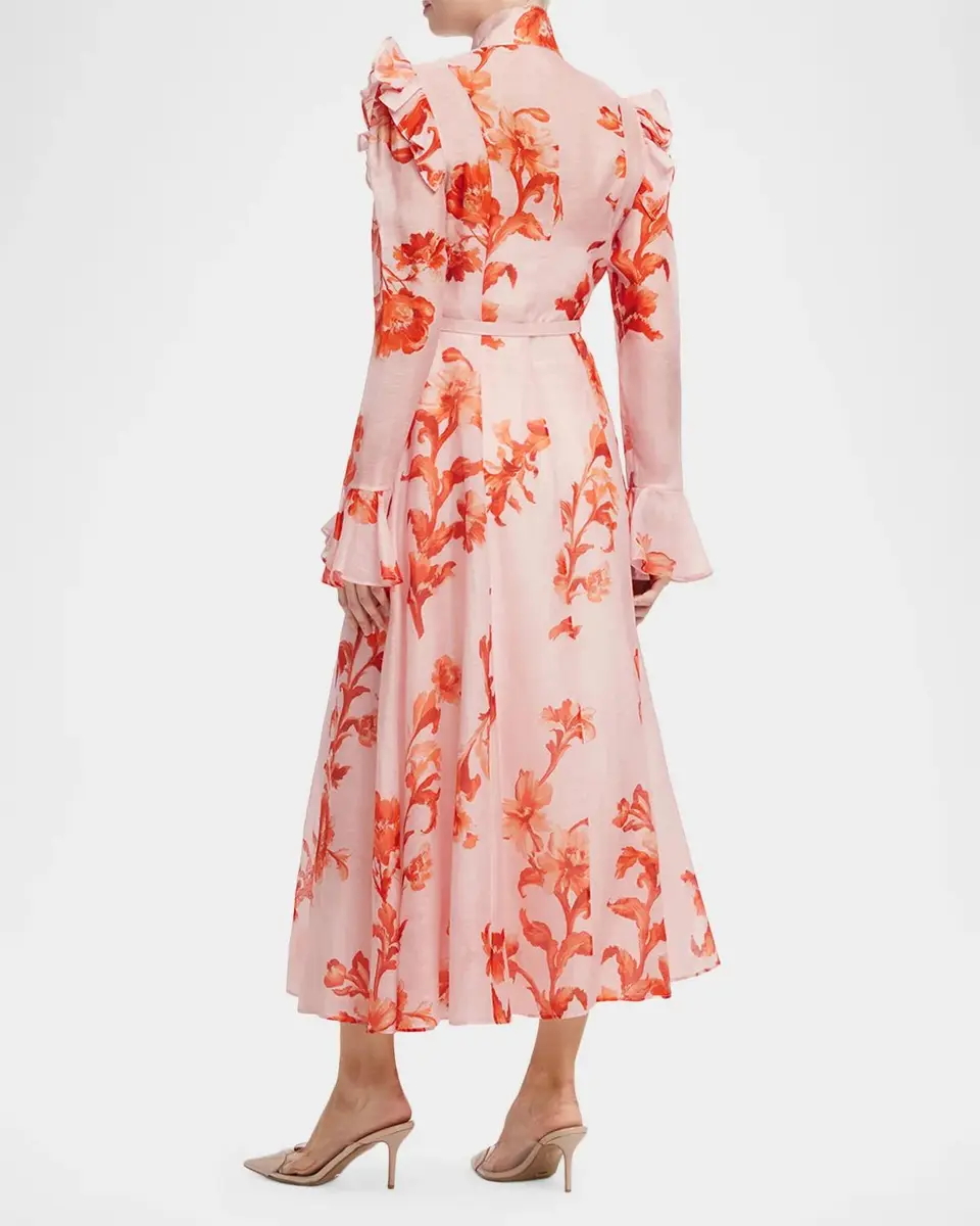LEO LIN Katrina Ruffle-Trim Floral Maxi Shirtdress | Thumbnail 3 LEO LIN Katrina Ruffle-Trim Floral Maxi Shirtdress | Thumbnail 3