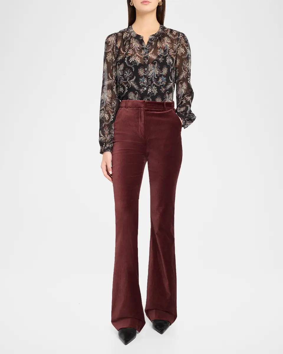 Veronica Beard Gracie Velvet High-Rise Flare Pants | Thumbnail 2 Veronica Beard Gracie Velvet High-Rise Flare Pants | Thumbnail 2