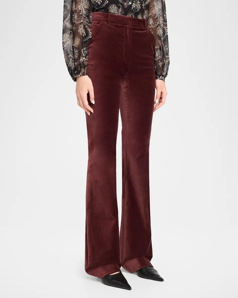 Veronica Beard Gracie Velvet High-Rise Flare Pants | Thumbnail 4 Veronica Beard Gracie Velvet High-Rise Flare Pants | Thumbnail 4