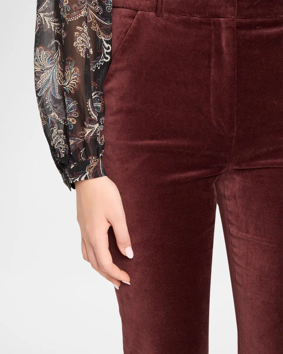 Veronica Beard Gracie Velvet High-Rise Flare Pants | Thumbnail 5 Veronica Beard Gracie Velvet High-Rise Flare Pants | Thumbnail 5