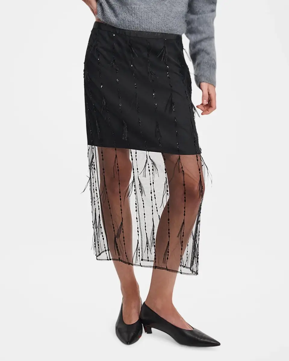 rag & bone Geena Feather-Trim Organza Skirt | Thumbnail 3 rag & bone Geena Feather-Trim Organza Skirt | Thumbnail 3
