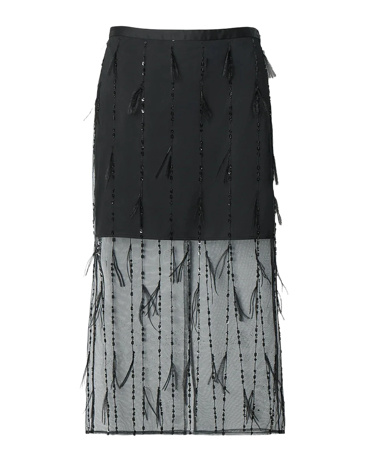 Geena Feather-Trim Organza Skirt Geena Feather-Trim Organza Skirt