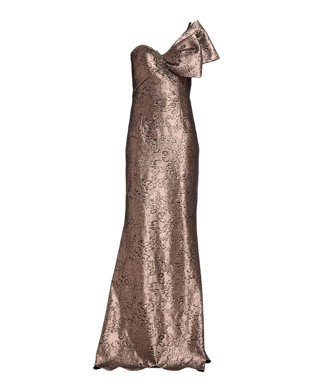 One-Shoulder Abstract Metallic Jacquard Gown One-Shoulder Abstract Metallic Jacquard Gown