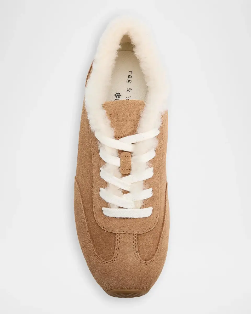 rag & bone Retro Runner Suede Shearling-Lined Low-Top Sneakers | Thumbnail 4
