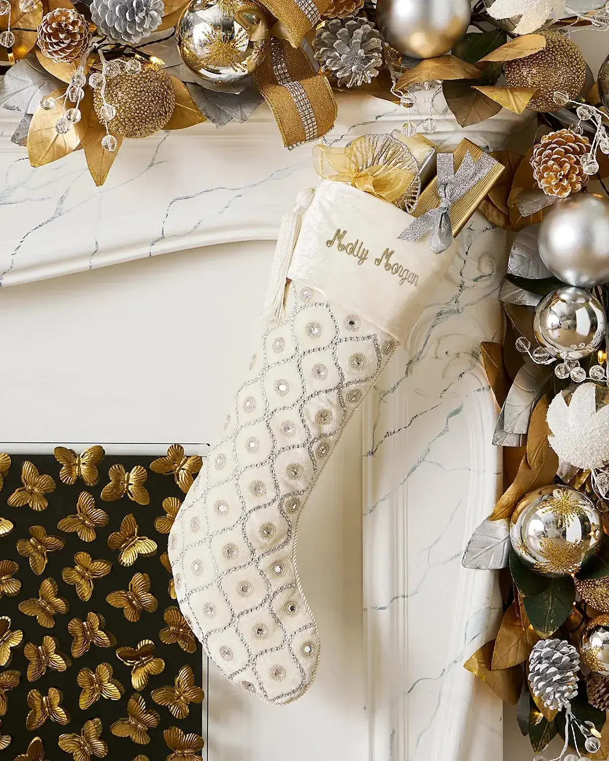 Sudha Pennathur Personalized Crystal Deco Luxe Velvet Stocking