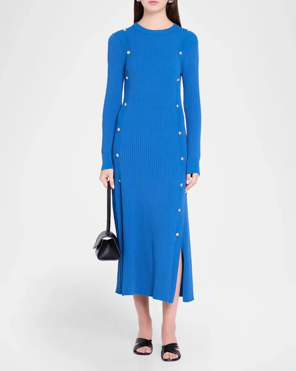 Elie Tahari Tamara Rib-Knit Crewneck Midi Sweaterdress | Thumbnail 2 Elie Tahari Tamara Rib-Knit Crewneck Midi Sweaterdress | Thumbnail 2