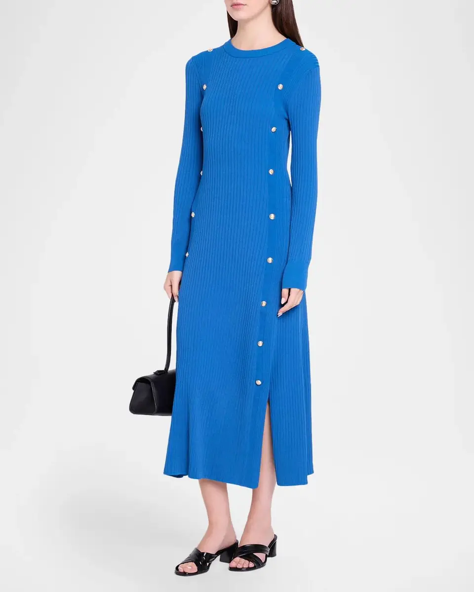 Elie Tahari Tamara Rib-Knit Crewneck Midi Sweaterdress | Thumbnail 4 Elie Tahari Tamara Rib-Knit Crewneck Midi Sweaterdress | Thumbnail 4