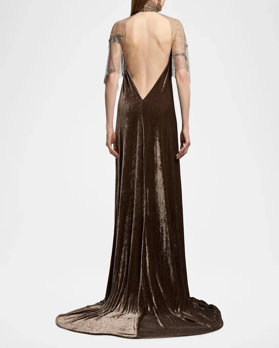 Ralph Lauren Collection Willow Velour Evening Dress | Thumbnail 3 Ralph Lauren Collection Willow Velour Evening Dress | Thumbnail 3