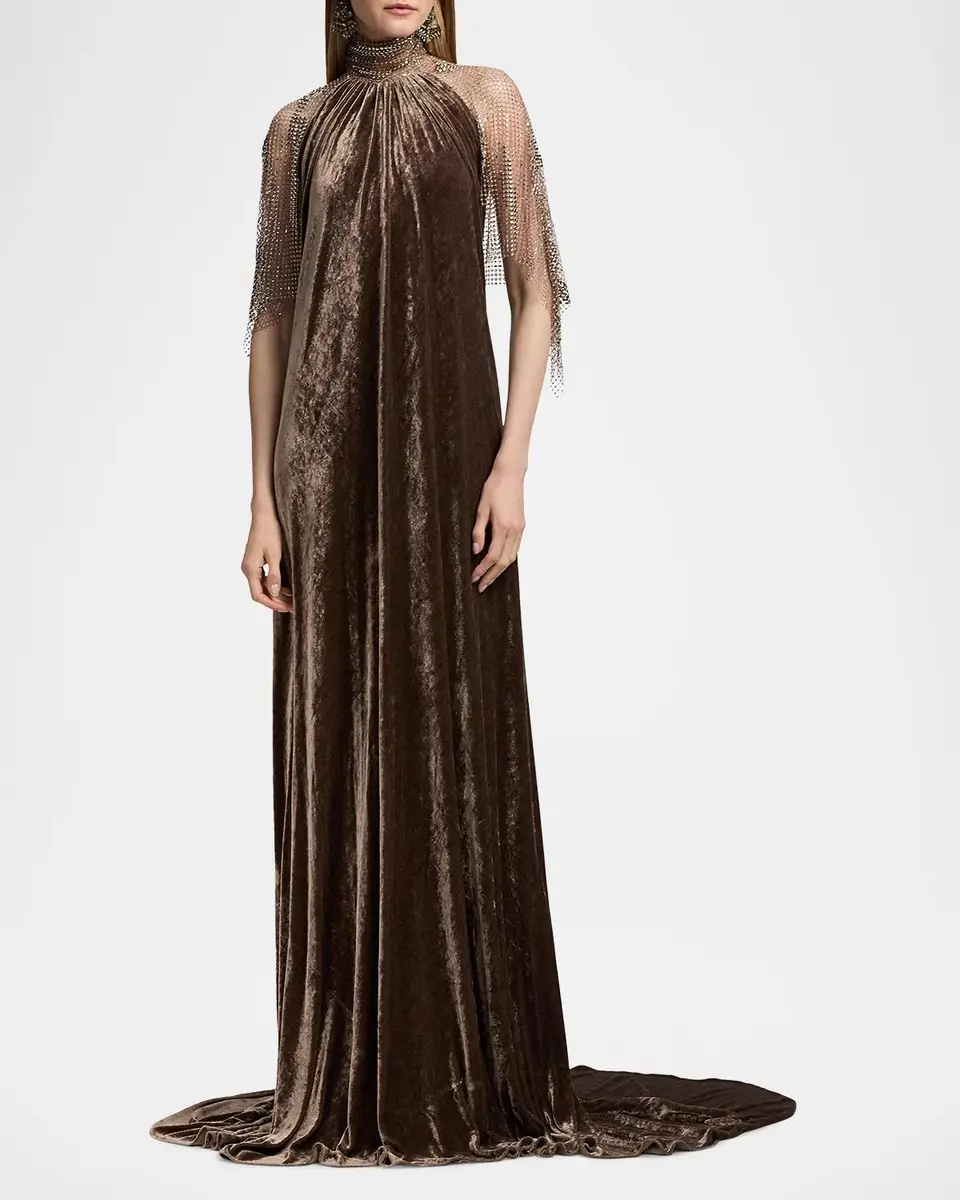 Ralph Lauren Collection Willow Velour Evening Dress | Thumbnail 4 Ralph Lauren Collection Willow Velour Evening Dress | Thumbnail 4
