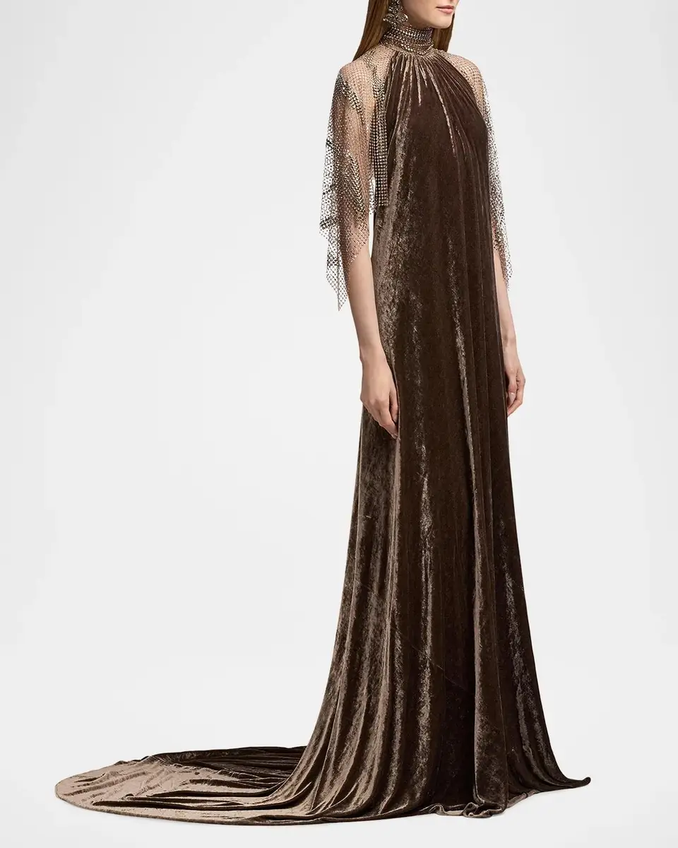Ralph Lauren Collection Willow Velour Evening Dress | Thumbnail 6 Ralph Lauren Collection Willow Velour Evening Dress | Thumbnail 6