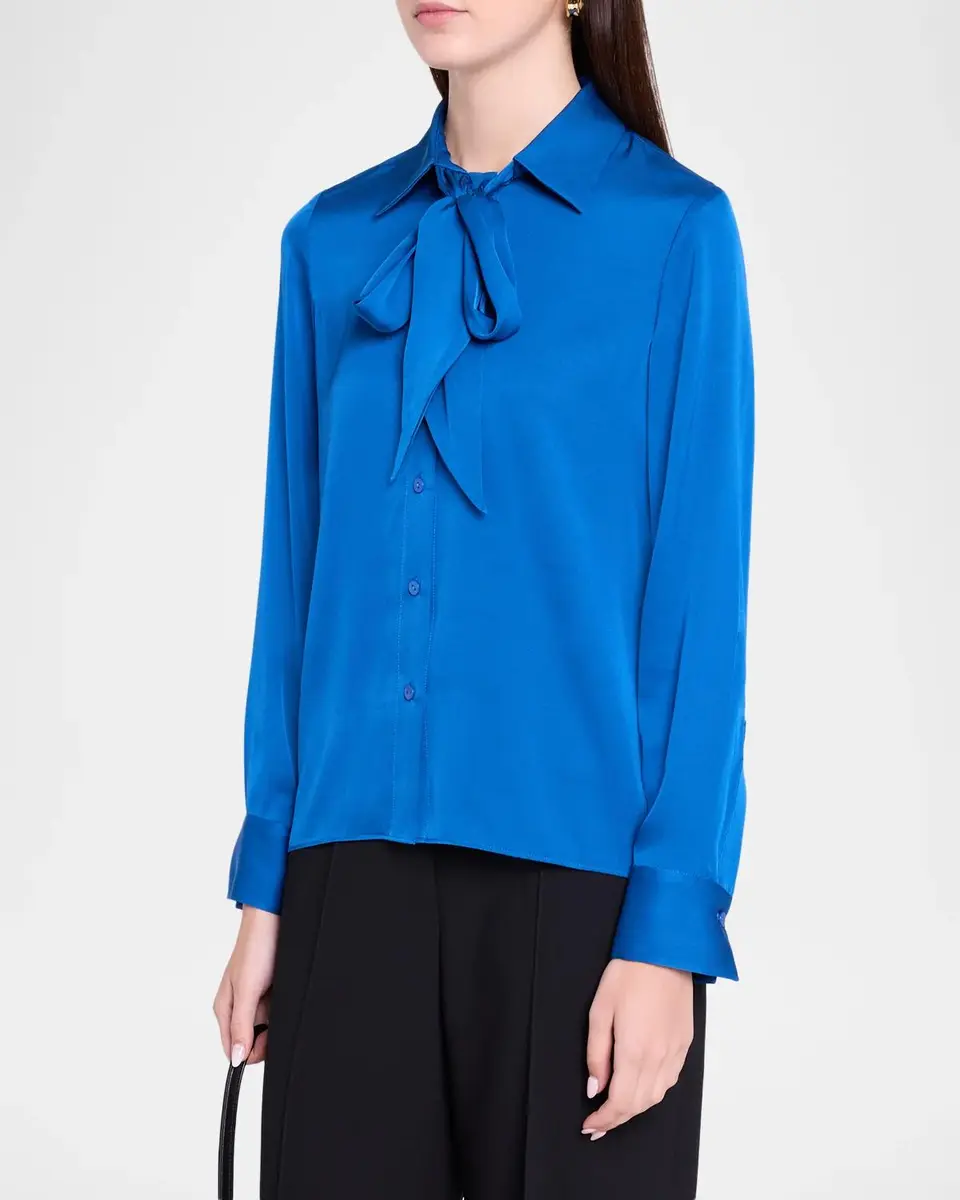 Elie Tahari Solana Stretch-Silk Tieneck Blouse | Thumbnail 4 Elie Tahari Solana Stretch-Silk Tieneck Blouse | Thumbnail 4