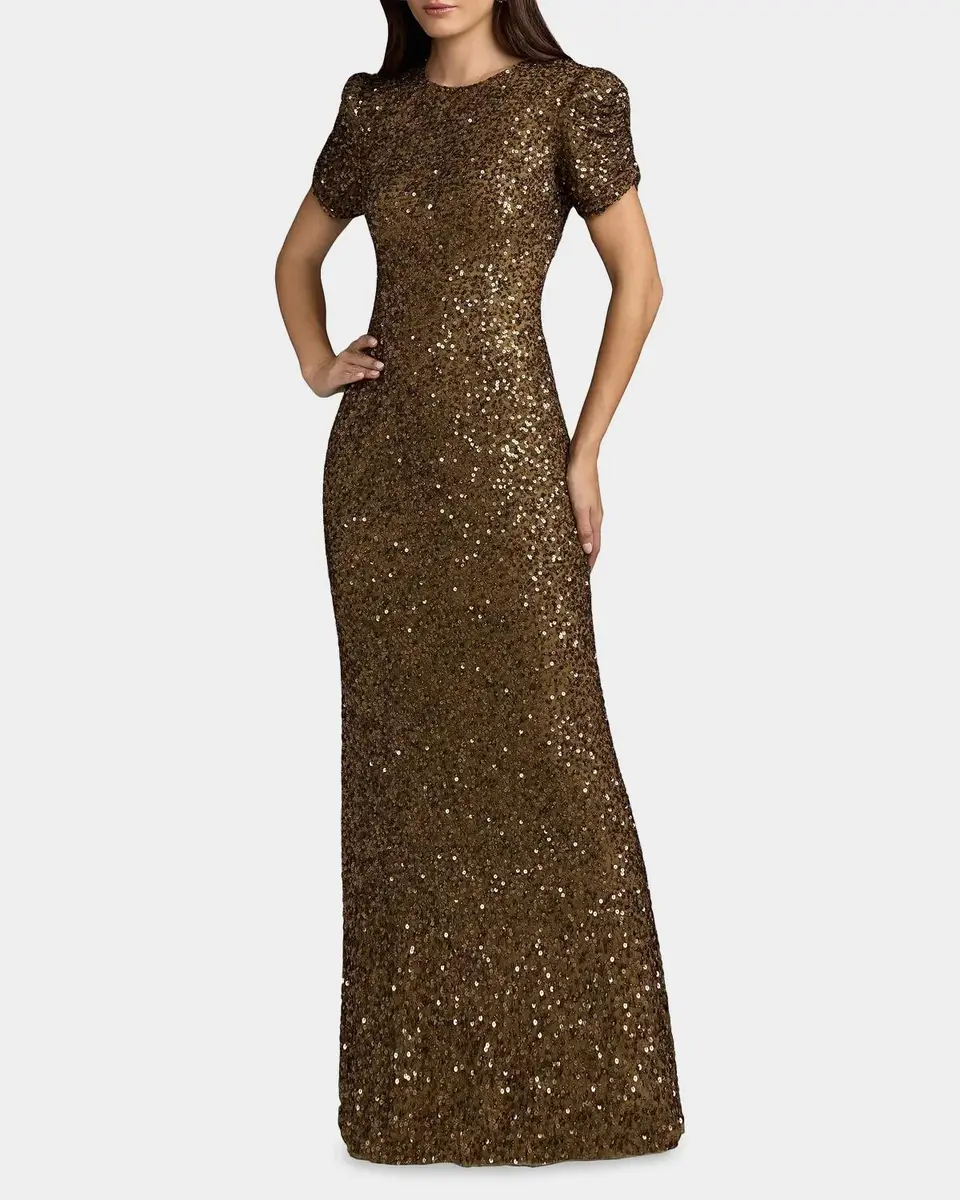 Mac Duggal Embellished Short-Sleeve Gown | Thumbnail 2 Mac Duggal Embellished Short-Sleeve Gown | Thumbnail 2