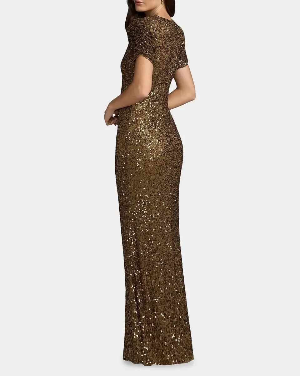 Mac Duggal Embellished Short-Sleeve Gown | Thumbnail 3 Mac Duggal Embellished Short-Sleeve Gown | Thumbnail 3