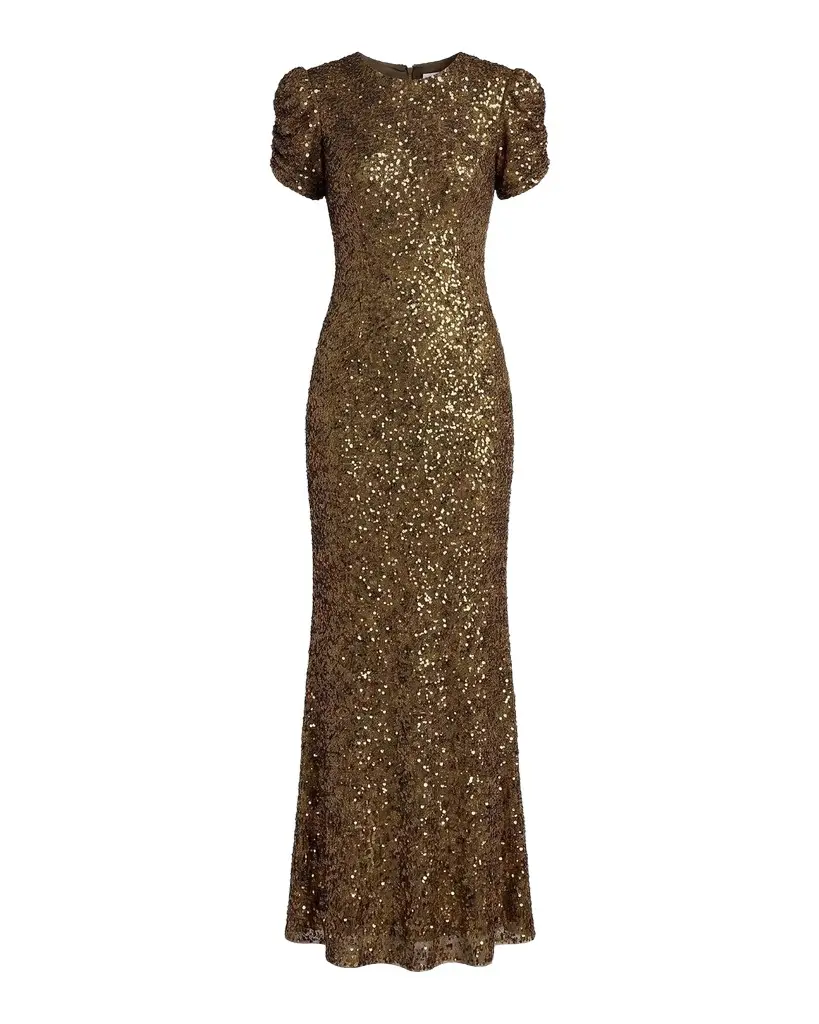Mac Duggal Embellished Short-Sleeve Gown