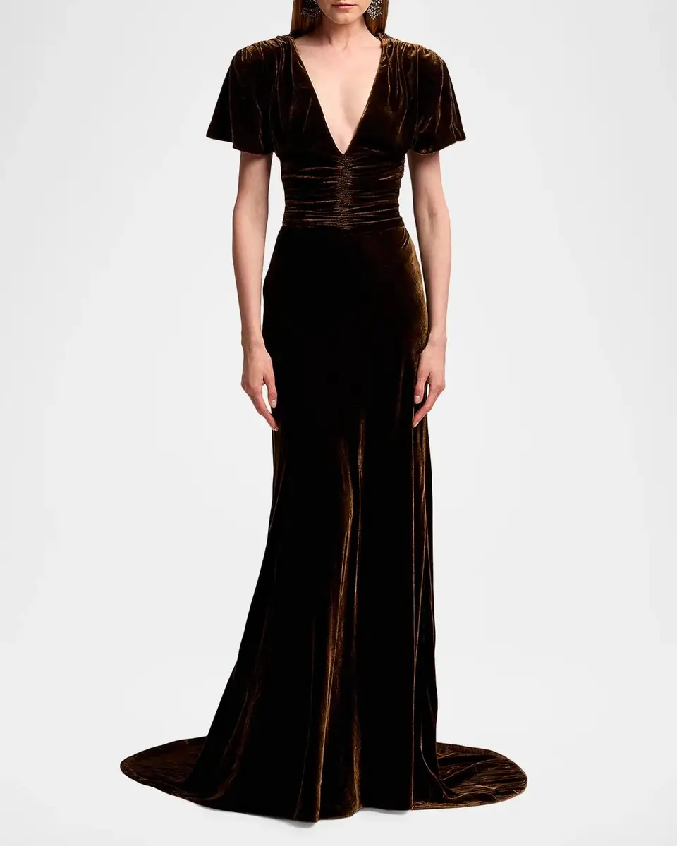 Ralph Lauren Collection Charisse Changeant Velvet Evening Dress | Thumbnail 4 Ralph Lauren Collection Charisse Changeant Velvet Evening Dress | Thumbnail 4