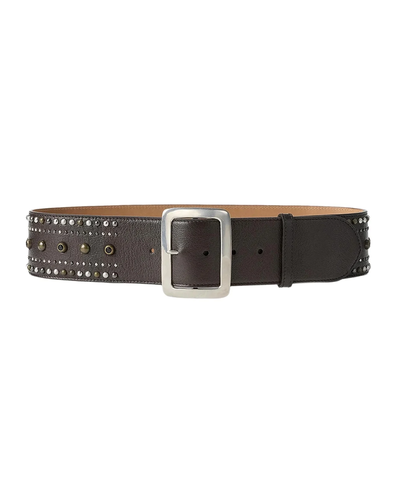Studded Washed Leather Wide Belt Studded Washed Leather Wide Belt