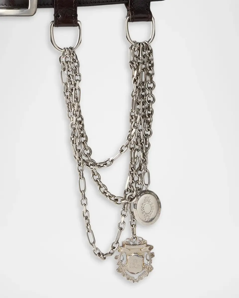 Ralph Lauren Collection Chain-Trim Washed Leather Wide Belt | Thumbnail 4 Ralph Lauren Collection Chain-Trim Washed Leather Wide Belt | Thumbnail 4