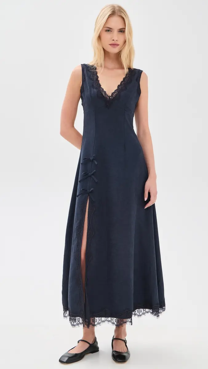 Moon River Lace Insert Midi Dress | Thumbnail 2 Moon River Lace Insert Midi Dress | Thumbnail 2