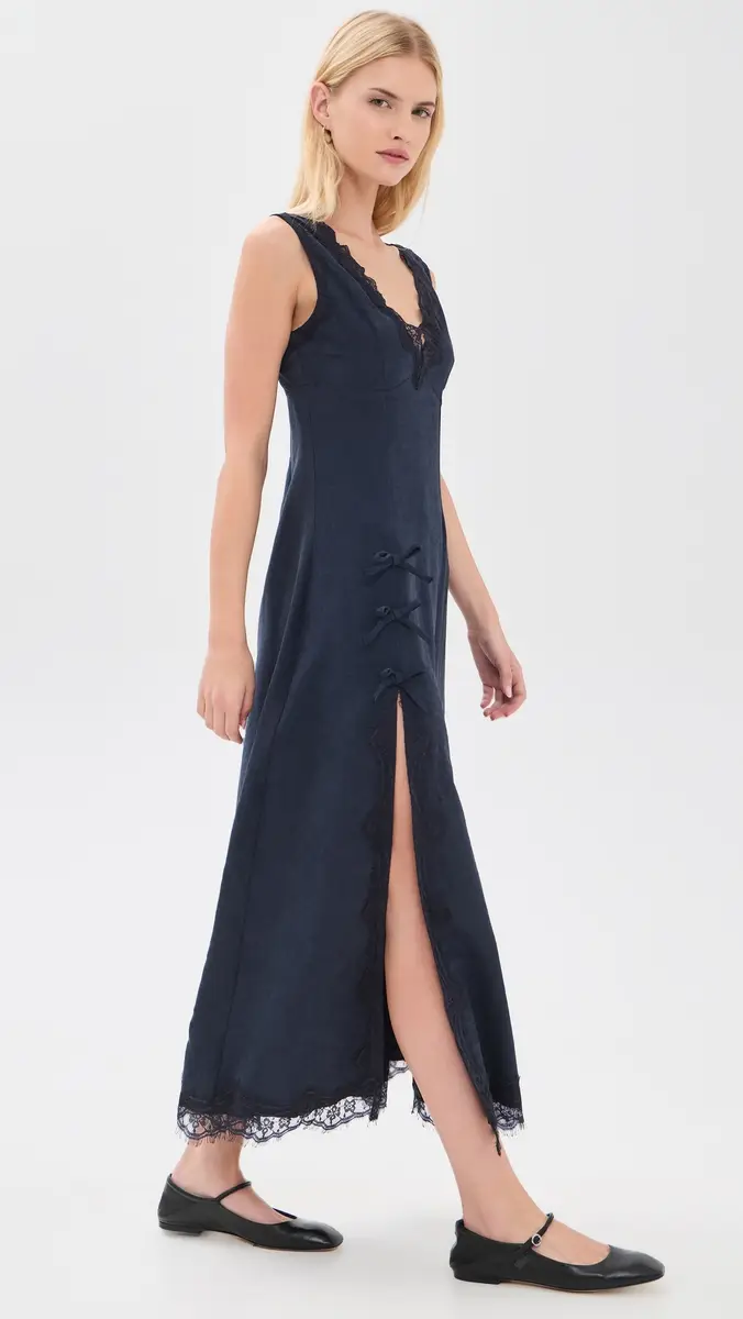 Moon River Lace Insert Midi Dress | Thumbnail 4 Moon River Lace Insert Midi Dress | Thumbnail 4