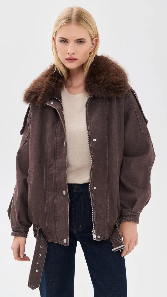 Avec Les Filles Combo Collar Belted Hem Bomber | Thumbnail 2 Avec Les Filles Combo Collar Belted Hem Bomber | Thumbnail 2