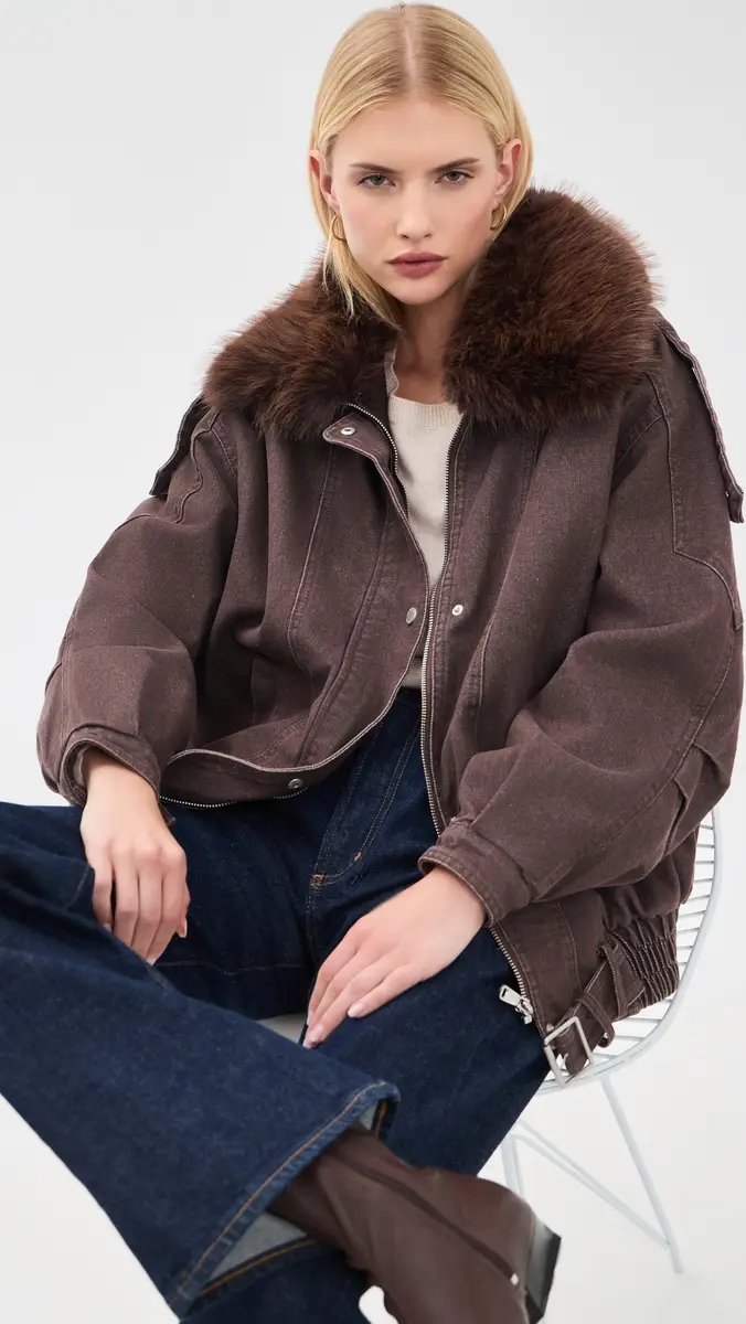 Avec Les Filles Combo Collar Belted Hem Bomber | Thumbnail 3 Avec Les Filles Combo Collar Belted Hem Bomber | Thumbnail 3