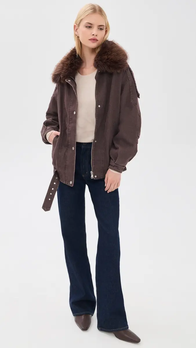 Avec Les Filles Combo Collar Belted Hem Bomber | Thumbnail 6 Avec Les Filles Combo Collar Belted Hem Bomber | Thumbnail 6