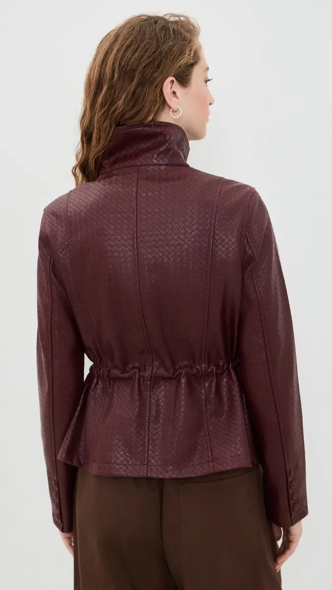Avec Les Filles Faux-Ever Leather Basketweave Cropped Anorak | Thumbnail 3 Avec Les Filles Faux-Ever Leather Basketweave Cropped Anorak | Thumbnail 3