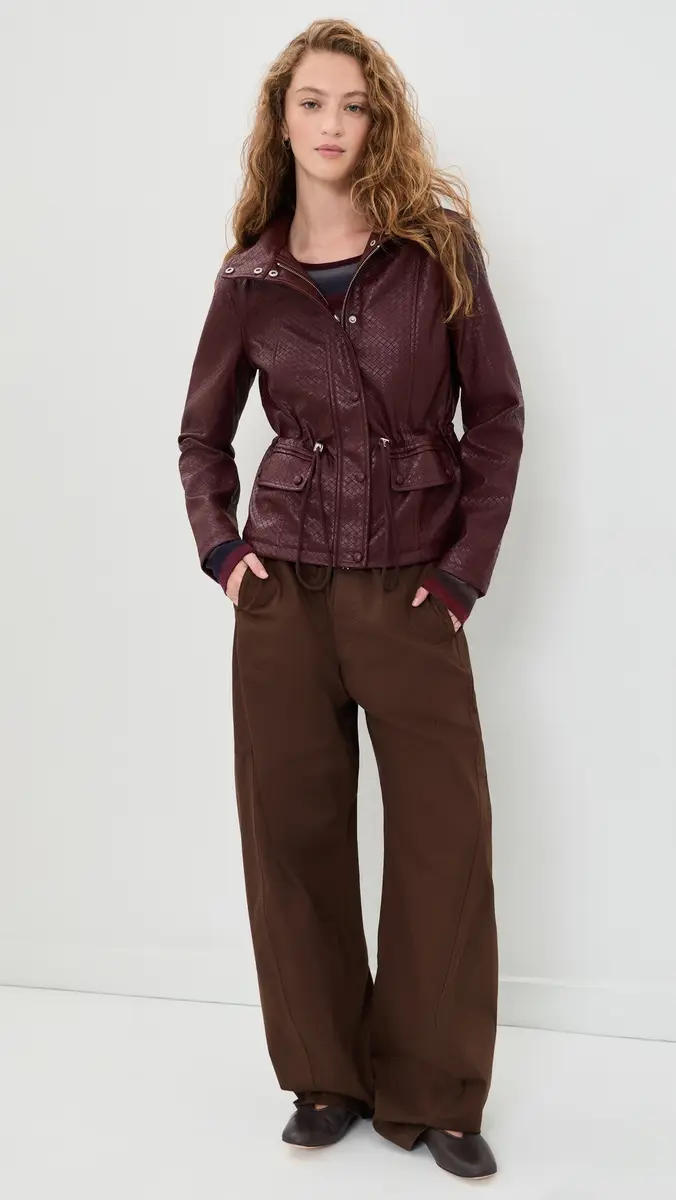 Avec Les Filles Faux-Ever Leather Basketweave Cropped Anorak | Thumbnail 5 Avec Les Filles Faux-Ever Leather Basketweave Cropped Anorak | Thumbnail 5