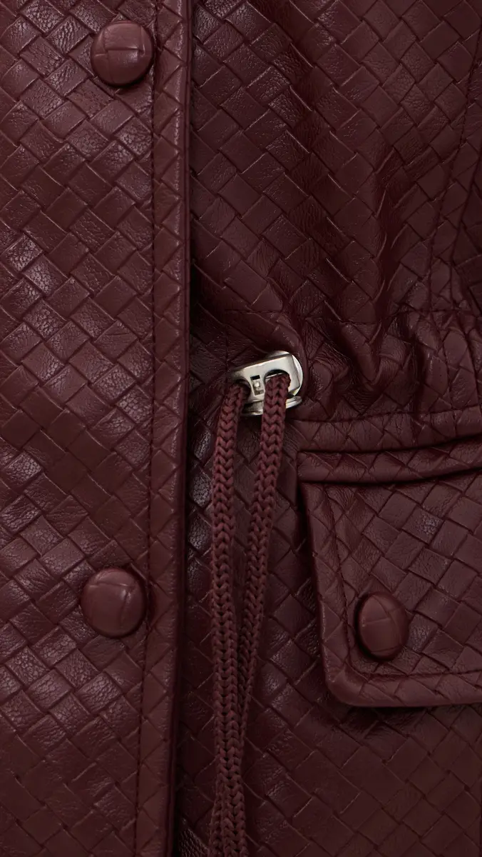Avec Les Filles Faux-Ever Leather Basketweave Cropped Anorak | Thumbnail 6 Avec Les Filles Faux-Ever Leather Basketweave Cropped Anorak | Thumbnail 6