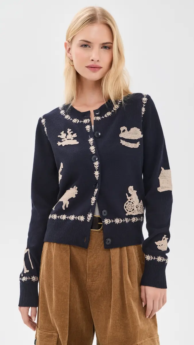 Sea Margeurite Lace Patch Cardigan | Thumbnail 2 Sea Margeurite Lace Patch Cardigan | Thumbnail 2