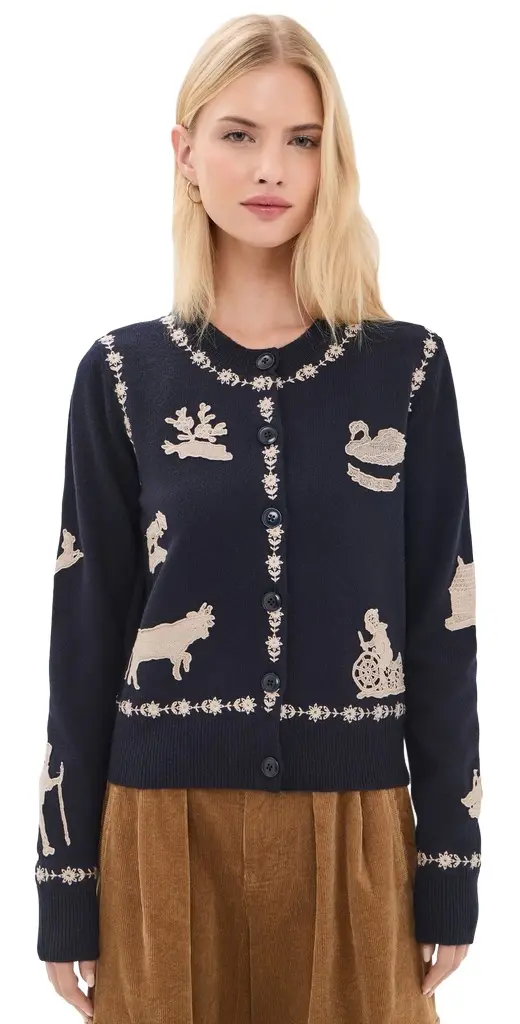 Sea Margeurite Lace Patch Cardigan