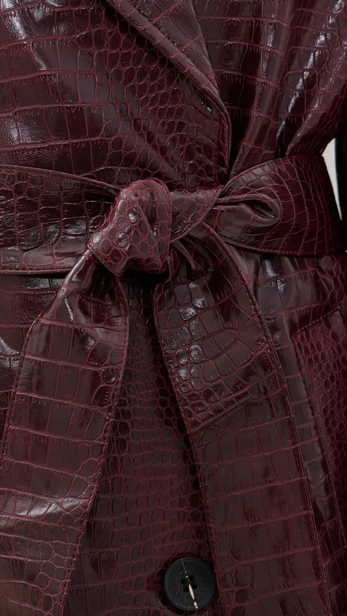 Avec Les Filles Croc-Embossed Faux Leather Belted Maxi Trench Coat | Thumbnail 6 Avec Les Filles Croc-Embossed Faux Leather Belted Maxi Trench Coat | Thumbnail 6