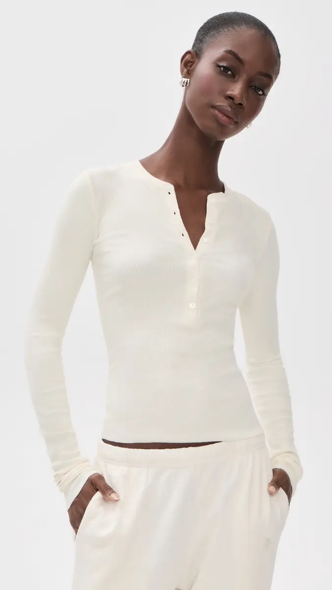 ÉTERNE Long Sleeve Henley Top | Thumbnail 2 ÉTERNE Long Sleeve Henley Top | Thumbnail 2