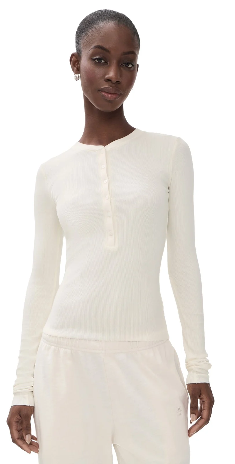 ÉTERNE Long Sleeve Henley Top