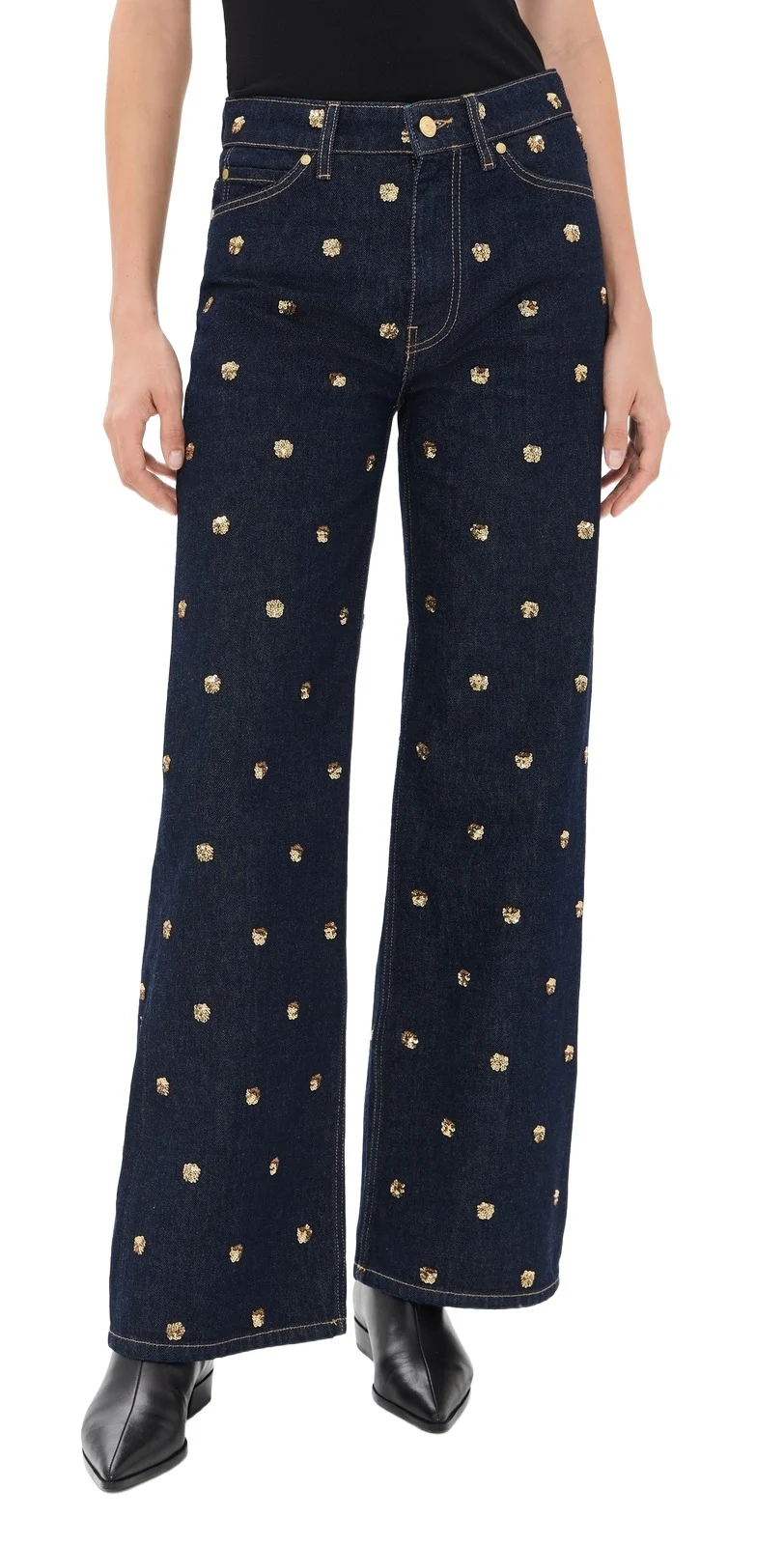 The Willow Embellished Wide Leg Jeans The Willow Embellished Wide Leg Jeans
